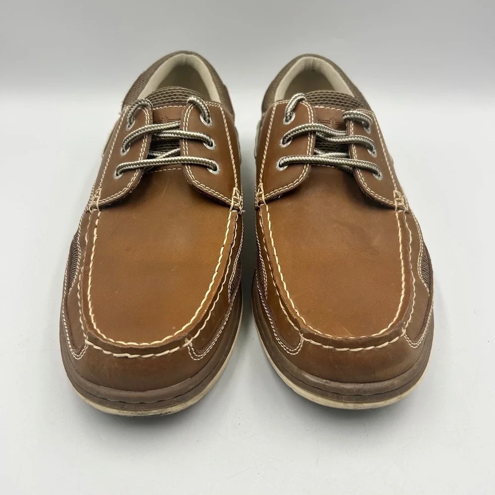 Dockers Castaway Boat Shoes Brown Mens 10.5M Leather Mesh Memory Foam EUC